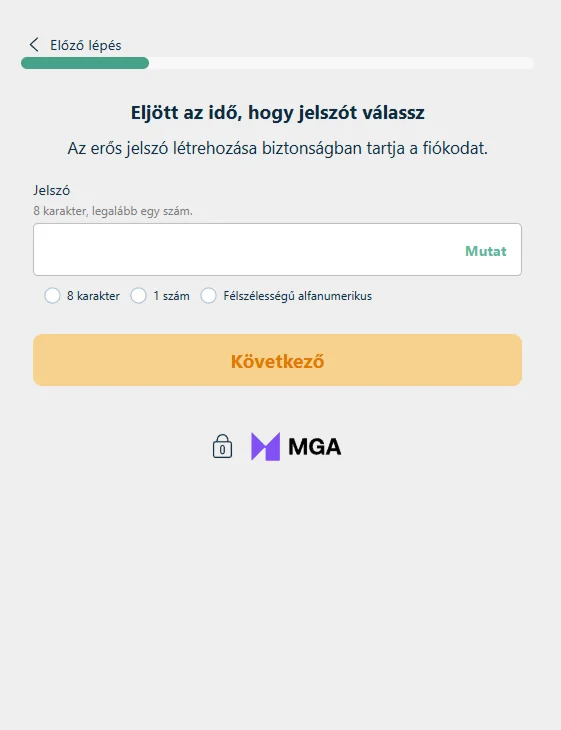 A BoaBet regisztráció második lépése