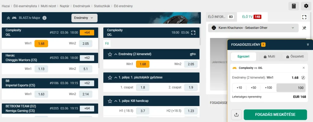 eSport mérkőzések a BoaBet HU-n